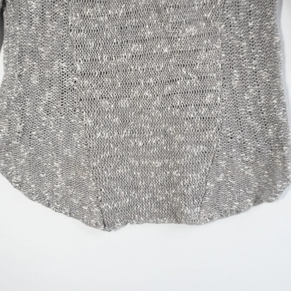 Helmut Lang Grey Marled Cotton Linen V-Neck High-Low Knit Sweater Size P - Picture 3 of 11